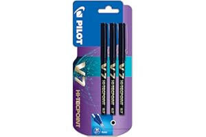 Pilot V7 Hi-Tecpoint Rollerball Pen, 0.7 mm Tip - Black, Pack of 3