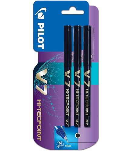 Pilot V7 - Penna roller con inchiostro liquido, 0,7 mm, confezione da 5, colore: Nero