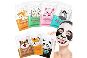 GNHG 7 Pezzi Maschere Viso Bambina,Set Maschere Viso,Maschera Idratante Per Viene Fornito Con Graziose Stampe Di Animali,Adatto a Tutti i Tipi Di Pelle