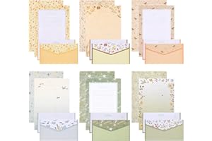 Candcamp 54 PCS Letter Writing Set with 36 Writing Paper and 18 Envelopes, 1 Set of Transparent Sealing Stickers for Letter, Poetry, Invitation, Congratulations Card & Office School Supplies