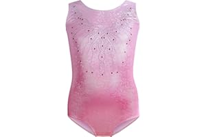 Monbessi Artystyczne body gimnastyczne dla dziewczynek body baletowe dla dziewczynek artystyczna gimnastyka artystyczna, błyszcząca, okrągła szyja, 5-12 lat