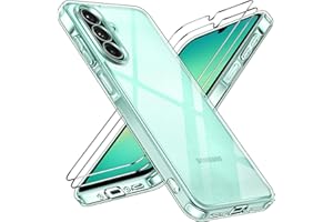 ivoler Nie Vergilbung Klar Hülle für Samsung Galaxy A26 5G, 1 Handyhülle mit 2 Stück Panzer Schutz Glas, [Militärischer Schutz] Stoßfest Transparent Schutzhülle Dünn Durchsichtige Case