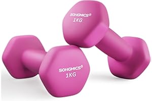 SONGMICS Lot de 2 Haltères, Haltères Hexagonaux avec Surface en Vinyle, pour Fitness, Exercice, Entraînement, pour Salle de Sport, Domicile