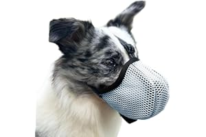 DIKETONE Bozal Anti Ingestas,Bozal Perro,Evitar Que Masticar/Alimentar/Morder Bozal para Perros Pequeños,Ajustable Reflectante Transpirable Bozales para Perros Grandes (Azul, L)