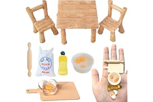 YUNSTK Akcesoria do drzwi skrzatów, skrzat 1/12 miniaturowy domek dla lalek, jajka, wałek do ciasta, zestaw do pieczenia, skrzat bożonarodzeniowy, domek z skrzatami, mini meble