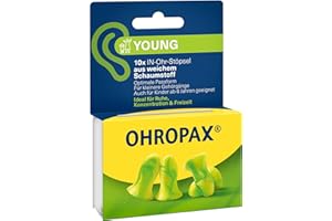 ‎OHROPAX OHROPAX Young Ohrstöpsel – für Ohren mit kleineren Gehörgängen – IN-Ohr-Stöpsel aus weichem Schaumstoff – Schalldämmwert SNR 35 dB – ideal für Ruhe, Konzentration und Freizeit – 10 Stück