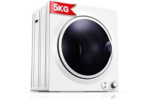 REEMIX 5KG Vented Tumble Dryer with Sensor Dry, 1400W Compact Tumble Dryer with Stainless Steel Tub, Control Panel Downside Easy Control for 5 Automatic Drying Mode, White