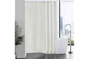 Furlinic Tende Doccia Anti-Muffa Tessuto in Poliestere, Beige Tende Doccia Impermeabile &Lavabile,Tenda Vasca da Bagno con 12 Ganci Tenda doccia-180x200cm.
