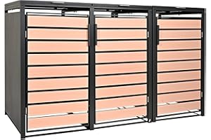 STILISTA Habillage de Poubelle en métal, pour 3 poubelles de 240 litres chacune, différentes Couleurs, Anthracite/Bois