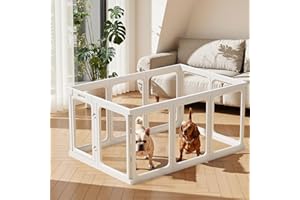 Gardner Pet Recinto para Perros en Acrílico Transparente, Corral Antirayaduras y Antideslizante, Parque Modular para Cachorros, Gatos y Conejos, Fácil de Limpiar y Expandible-10 Piezas- Blanco