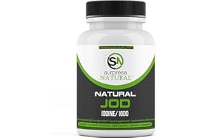 ‎SURPRESA NATURAL Surpresa Natural® - Natürliches Jod hochdosiert aus Kelp Extrakt in Kapseln | aus der Braunalge | 180 Jod Tabletten hochdosiert für 6 Monate Vorrat | salzfrei, laborgeprüft & vegan | Made in Germany