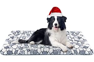 VANKEAN Élégant Tapis de Cage pour Chien réversible, Tapis de Couchage Doux pour Animal de Compagnie Convient pour Les Chiens et Chats de Petite et Grande Taille Lavable en Machine Motif Pierre Grise