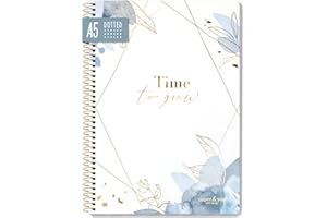 ‎HÄFFT paper&you® dotted Journal A5 mit Spiralbindung "Time to grow" 160 Seiten, Notizbuch gepunktet mit Spirale, College-Block, Spiral-Block, Notizblock - nachhaltig & klimafreundlich