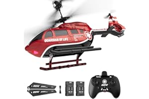 DEERC Remote Control Helicopter, Military Rescue RC Helicopter Toy with LED Lights, 2 Batteries, Altitude Hold & 2.4GHz Stable Control, Realistic Rescue Design, for Kids and Adults
