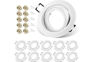 QOJUX Spot Encastrable GU10 Set, Lot de 10 Cadre Spot LED Encastrable 68mm Blanc, avec Douille GU10, Rond Cadre de Montage Spots de Plafond, Orientable 30° AC 230V, pour LED Lampes Ou Halogènes