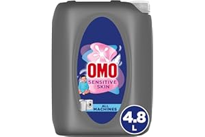 OMO Liquid Laundry Detergent, for Sensitive Skin, 4.8L | Washing Liquid, Dermatologically Tested, Tough on Stains, Gentle on Skin