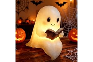 Vibbang Geister Leselampe Kinder, Halloween Deko Nachtlicht Kinder, Ghost Reading Book Lamp, Bücherregal Deko Geschenke für Leseratten, Geisterlampe für Helloween Wohnaccessoires & Dekor