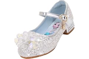 Vorkhuaeri Mädchen Prinzessin ELSA Schuhe Stöckelschuhe Kinder Glitzer Tanz Sneakers Prinzessin Kostüm Kinderschuhe für Dress Up Party Cosplay Hochzeit