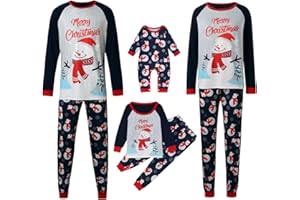 BASTWAHL Weihnachts Pyjama Familie Set - Partner Matching Christmas Pyjama Couples Set Partnerlook Weihnachtspyjama Familie Outfit Weihnachten Schlafanzug Oberteil und Hose mit Aufdurck für Damen Herren Kinder