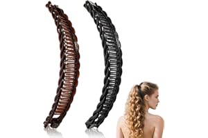 Gammaeon Banana Clip, 2Pcs Banana Hair Comb, Double Comb, Long Hair Clips, Fishtail Hair Clips for Women Girls