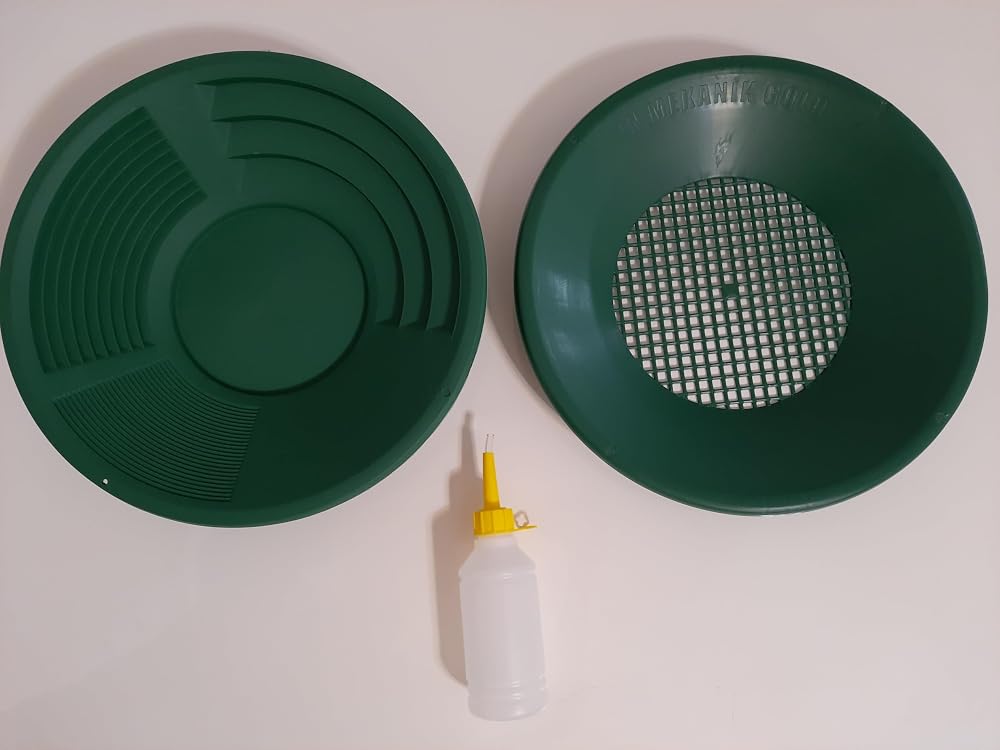 in mekanik gold pan altın eleme tavası (1 pan - 1 pan üstü elek - 1 vakum pompa) KARGO DAHİL FİYAT (YEŞİL)
