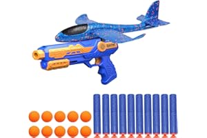 IDOTA Avion Jouet 4 en 1, Avion Polystyrene en Styromousse avec Pistolet Catapulte Jouets d'extérieur, Cadeaux d'avion en Styromousse pour Enfants Garçons Filles 3 4 5 6 7 8 9 10 Ans