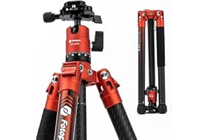 Fotopro 152 CM Trípode de Cámara de Fibra de Carbono con Cabeza de Bola 360 1/4 Placa de Liberación Rápida Trípode Profesional DSLR para Cámara Carga Máxima de 10 KG X Aircross 3 Naranja