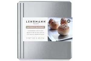 LEHRMANN GMBH Teglia forata da forno (3 pezzi) 60 x 40 cm teglia per pizza Compatibile/sostitutivo per WIESHEU ELOMA MIWE