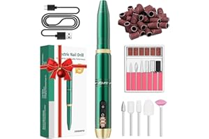 ‎WEIYI WEIYI Nagelfräser,Elektrischer Nagelfräser mit 11 Aufsätzen und 26 Schleifbändern,Wiederaufladbarer Fräser für Gelnägel,Elektrische Nagelfeile für professionelle Maniküre und Pediküre (grün)