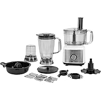 SQ Professional MegaRange - MegaProcess Food Processor 750w - 2.0L Mixing Bowl, 1.8L Blending Jug, Grinding Mill (White-Black