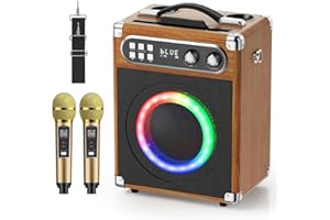 GJCrafts Todo-en-Uno Karaoke Con 2 Micrófonos y Altavoz Bluetooth de 20W, Portátil Con Ranura Para Micrófono Recargable, Para Fiestas