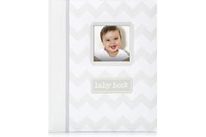 Little Pear Chevron Baby Book, Baby Keepsake, Baby Memory Book, Baby Girl or Baby Boy Photo Album Gender-Neutral, Gray