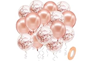BELSVOR 50 Stück Luftballons, Luftballons Geburtstag, 50 Stück (25 Roségold- und 25 Konfetti-Luftballons), Luftballon für Geburtstags/Hochzeits/Party/Weihnachtsdekorationen, 12 Zoll Latexballons