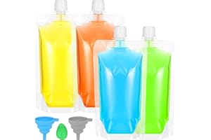 Huiguli 30 Bolsas de Bebida de 250ml, Bolsa de Bebida Desechable y 2 Embudos, Bolsas de Bebida para Fiestas, Bolsas de Alcohol para Fiestas, Picnic, Viajes, Deportes