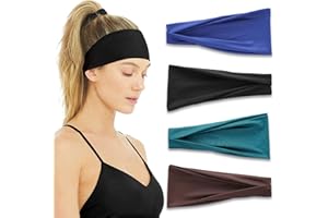 FAVSON Sports Headbands for Men Women, Knotted Head Bands, Elastic Head Sweat Bands Non Slip Hair Accessories for Yoga Running Cycling Gym