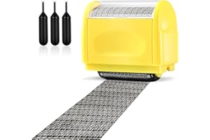 LINDASTAS Wide Roller Stamp Identity Theft Stamp 1.5 Inch Perfect for Privacy Protection (Yellow Stamp + 3 Refills)