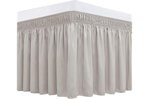 Biscaynebay Bedskirt with Adjustable Straps for King and Cal King Size 21 Inch Length Linen Elastic Dust Ruffle Easy Fit Wrinkle Resistant Luxury Fabric Solid