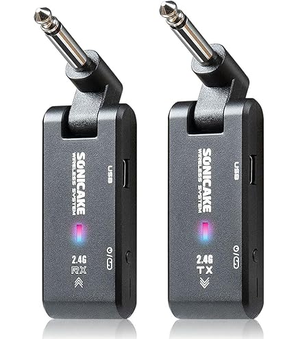 Sistema Wireless Chitarra/Basso 2.4GHz Alnicov - Trasmettitore E Ricevitore Con Ricarica USB, Blu - Foto 12