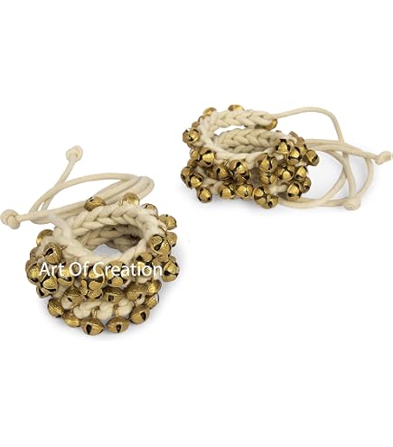 Ghungroo Clochettes De Danse Kathak – Paire 25+25 Cloches Laiton Sur Cordon Coton Pour Bharatnatyam & Danse Classique Indienne