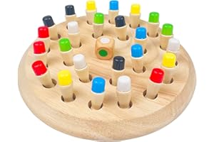 Tekenewbse 1 Set Gedächtnis Schach Lernspielzeug, Spiele für Demenzkranke, Holzspiele Holzspielzeug ab 3 Jahre Montessori Memory Spiel Lernspiele ab 3 Jahre, Verbessert Gedächtnis und Farbwahrnehmung
