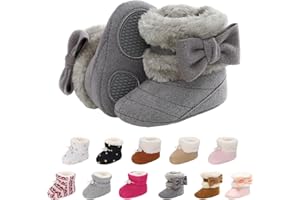 Tolaler Zapatos de Invierno para Bebés, Botines Cálidos y Cómodos Botines de Suela Blanda Antideslizante con un Encantador Dibujo de Lazo (0-18 Meses)