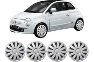 Darfox 14 Inch Wheel Trims – Set of 4 Hubcaps – Compatible with Fiat 500 – Plastic Covers for Steel Wheels (onxs)