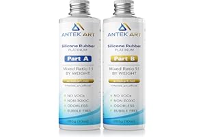 ANTEK ART Kit de Fabricación de Moldes Silicona - Líquida Translúcida - Proporción 1:1 - Auto desgasificación, Curado Rápido – para Moldes de Resina, Fundición, Joyería, Manualidades (570g Kit)