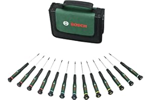 Bosch Präzisionsschraubendreher-Set 13-teilig (Präzise Schraubendreher für Heimwerken und Modellbau; S2-Stahl; Magnetische Spitzen; PH/SL/TX/HEX; Farbcodierte Größen; Softgrip)
