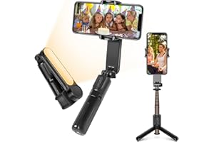 KAREBABE Gimbal Stabilisator Smartphone, Handy Stabilisator Gimbal mit Fülllicht, iPhone Gimbal mit Fernbedienung, Tragbarer Gimbal Selfie Stick für Vlog Video, Kompatibel mit Android/IOS