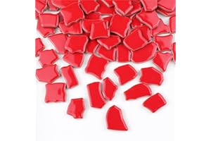 BTMIEY Carreaux de mosaïque en céramique irrégulière, 500 g, 2 à 4 cm, pierres de mosaïque pour bricolage, loisirs créatifs, décoration murale (rouge)