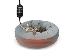 Nobleza Cama Eléctrica para Gatos y Perros 50x50 cm, Almohadilla Térmica Interior con Temporizador y Temperatura Ajustable para Mascotas Pequeños