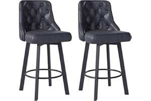 Youhauchair Barhocker 2er Set, Moderner wasserdichter Barhocker aus PU-Leder, 360° drehbarer Barstuhl mit Fußstütze, Sitzhöhe 66,5 cm, Tragkraft 150 kg, Schwarz