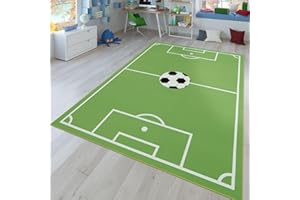 TT Home Tappeto da gioco per la cameretta dei bambini con design del gioco del calcio, in verde, Dimensione:140x200 cm