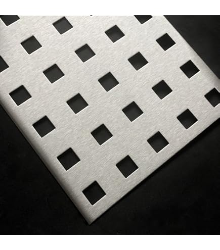 Edelstahl Lochblech K240 RV10-15 t=1,5mm beids. foliert 10mm Rundloch ZUSCHNITT Edelstahl Lochblech K240 RV10-15 t=1,5mm beids. foliert 10mm Rundloch ZUSCHNITT